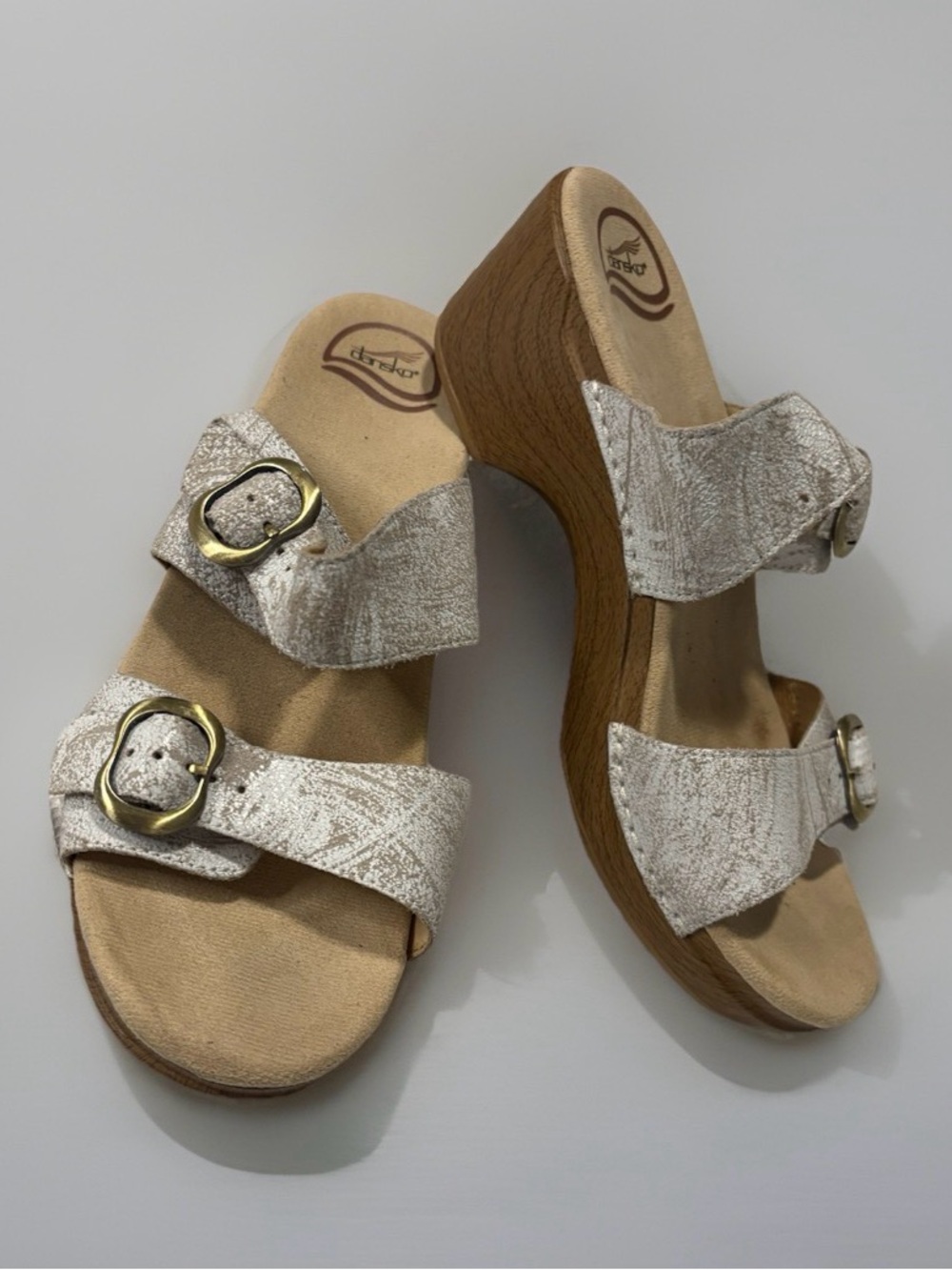 Dansko Sophie Sandal, Leather, Metallic Snake Pattern, Size EU 40 / US 9.5-10